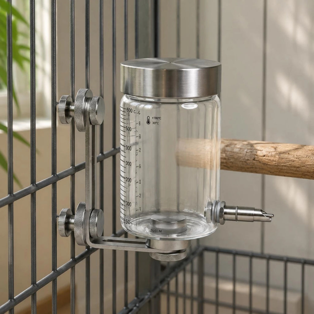 Bird Cage Water Bottle Easy to Refill Stainless Steel Nozzle Automatic Feeder Dispenser for Animal Care Daily Use