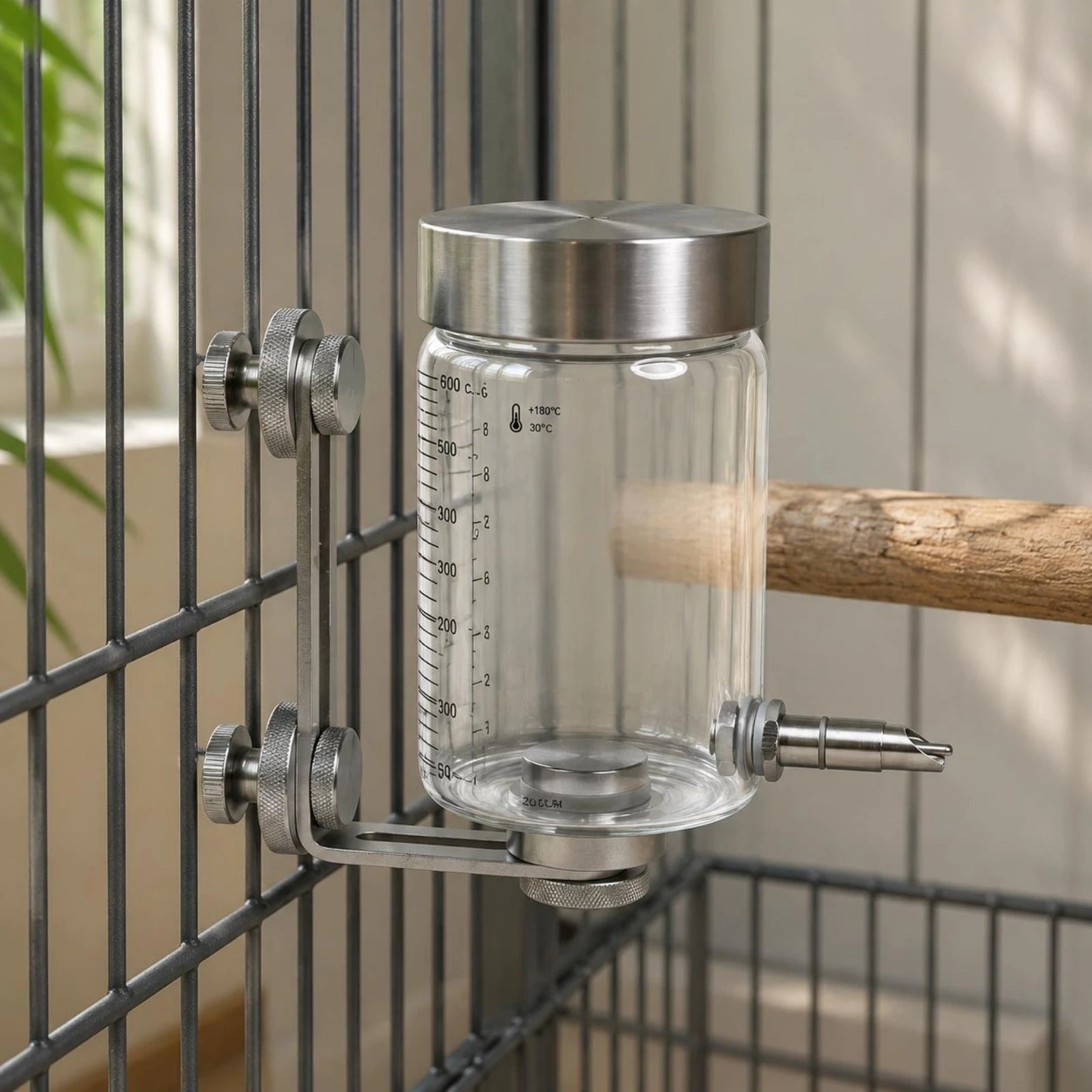 Bird Cage Water Bottle Easy to Refill Stainless Steel Nozzle Automatic Feeder Dispenser for Animal Care Daily Use