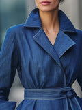 Herbst Frühling 2026 Mode Denim Jeansjacke Damen Langarm Vintage Blau Herbst Freizeit Oberbekleidung mit Gürtel für Frauen