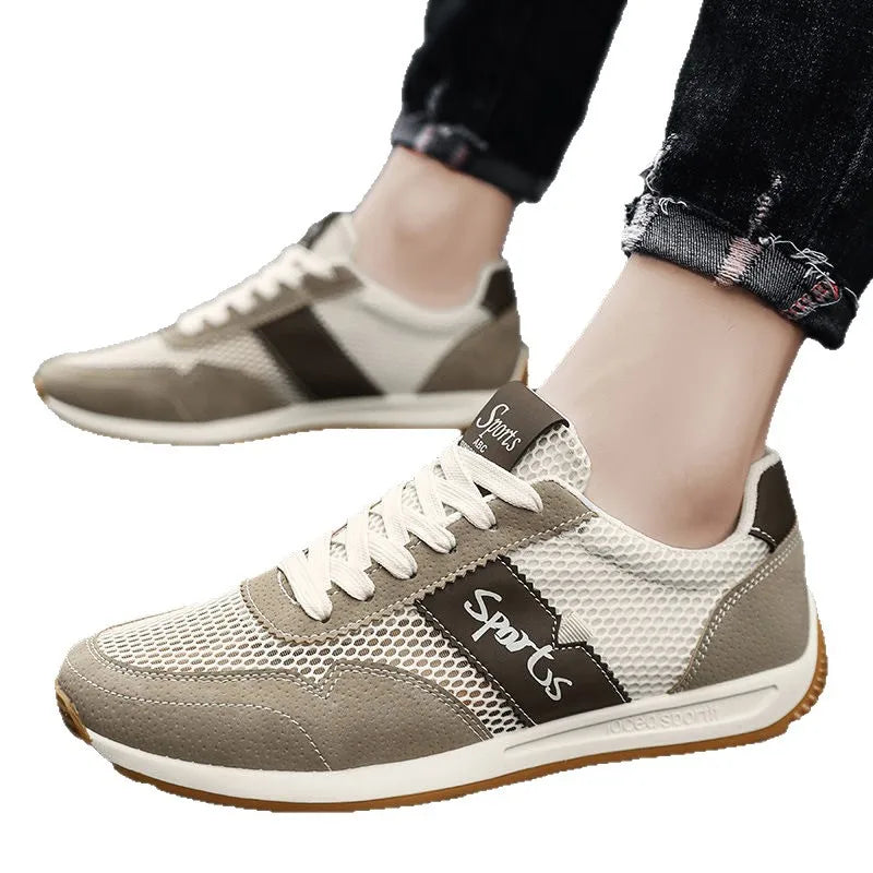 Mesh Upper Breathable Men's Flat Summer Walking Shoes Skateboard Shoes Men