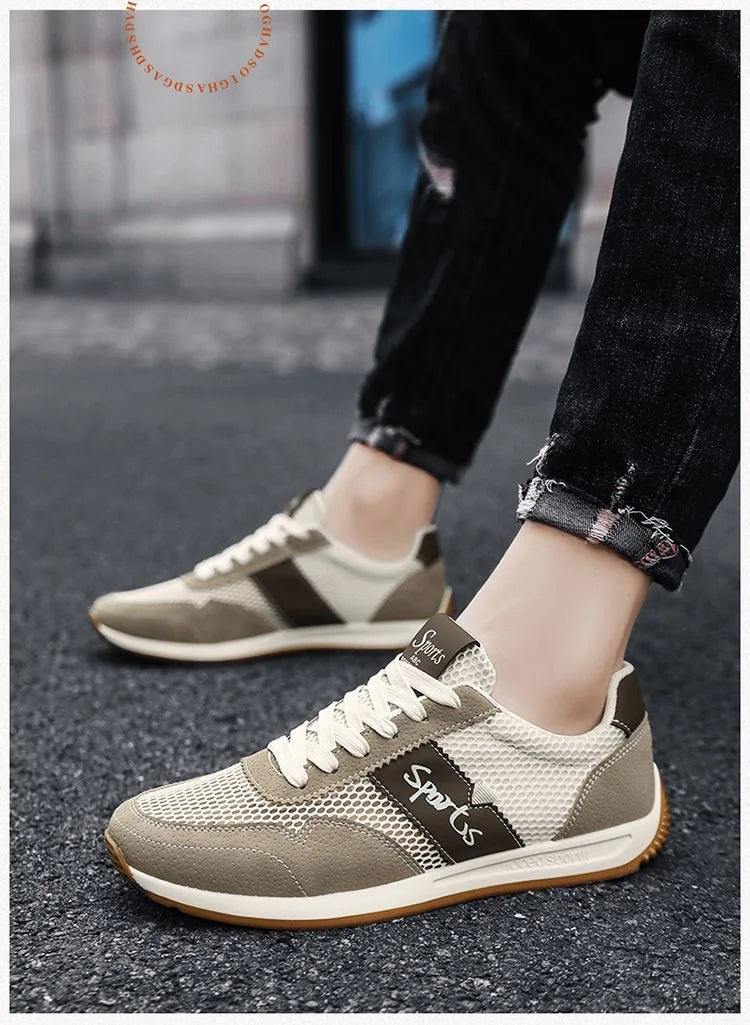 Mesh Upper Breathable Men's Flat Summer Walking Shoes Skateboard Shoes Men