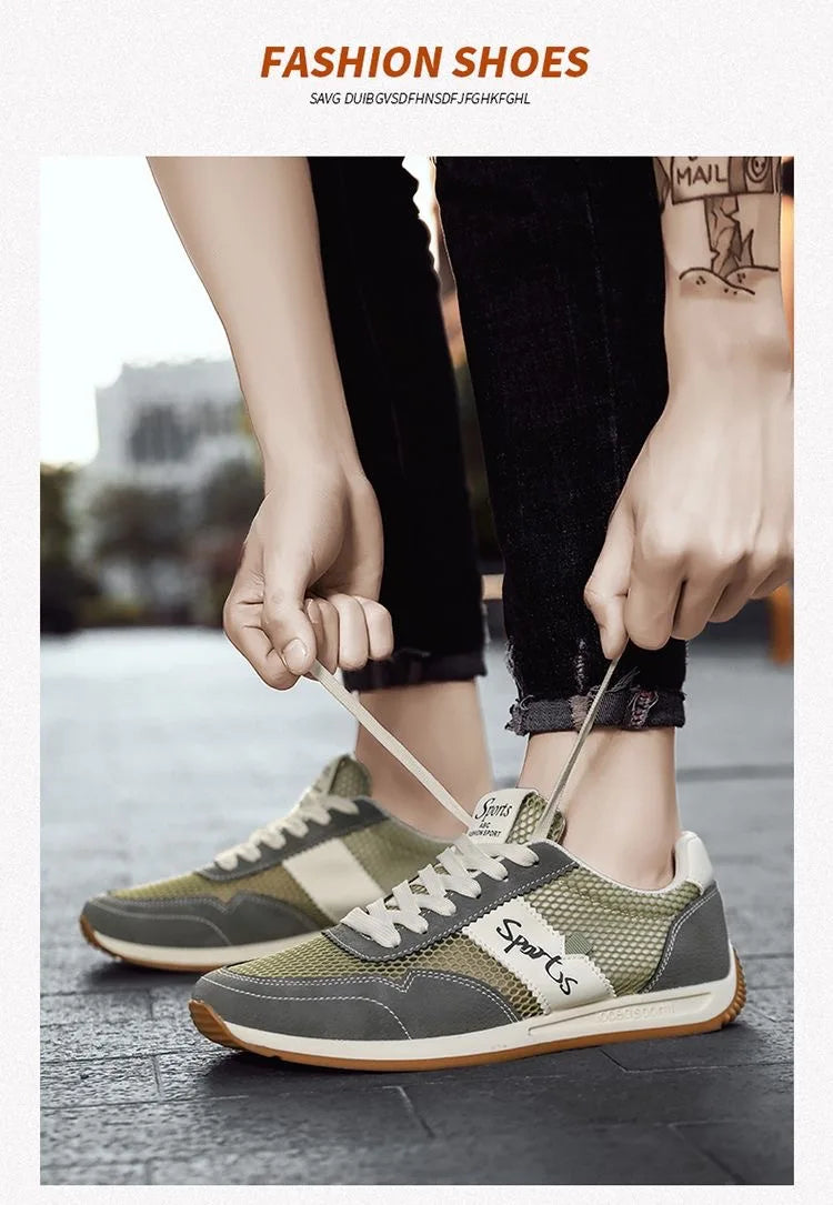 Mesh Upper Breathable Men's Flat Summer Walking Shoes Skateboard Shoes Men