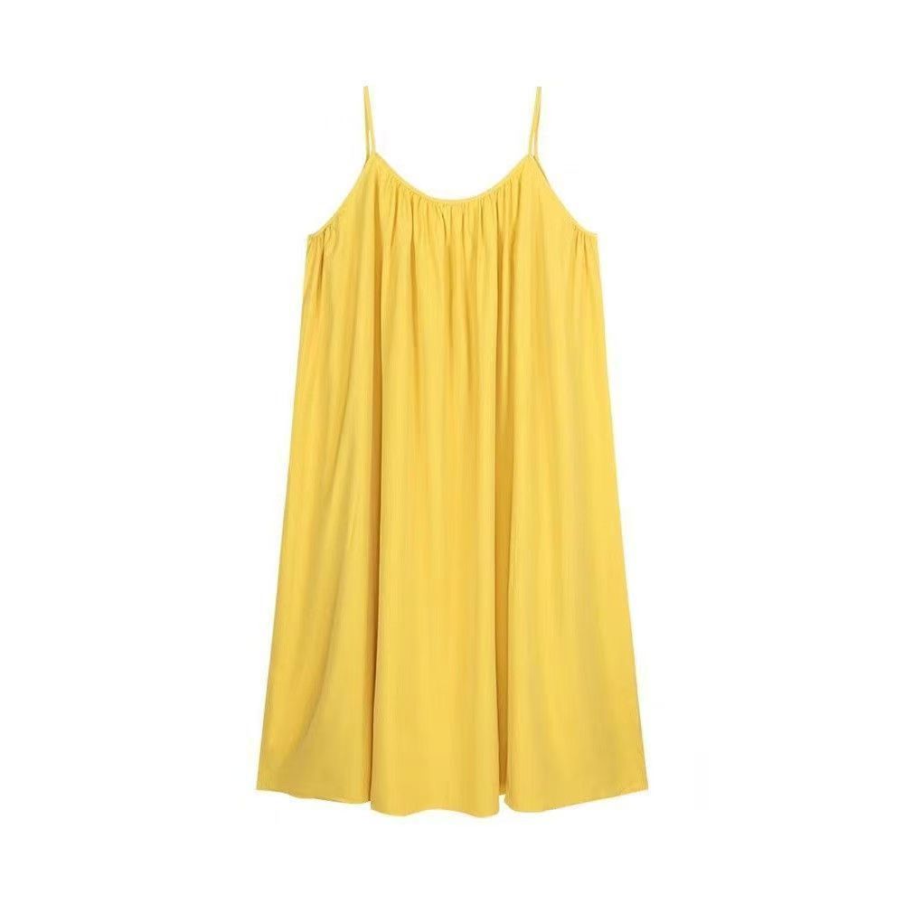 Hainan Sanya Photo Beach Dress Women's Summer Super Fairy Backless Long Dress Seaside Holiday Yellow dress