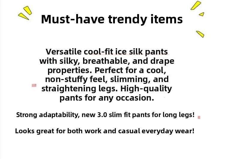 New Ice Silk Thin Straight Leg Suit Pants Women's Summer White Narrow Version XS1452025 High Waist Wide Leg Cotton Blend