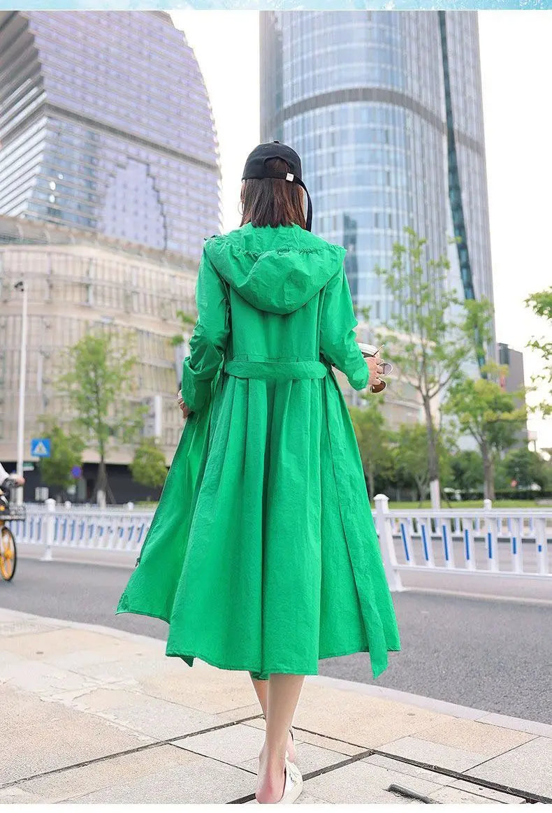 Women Clothing 2024 Women's Ultra-thin Windbreaker Mid-length Summer Sun Protection Clothes Coat Trend Korean Anti-UV Sun Cloak