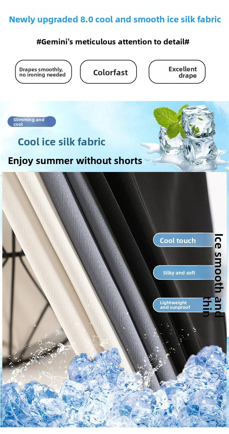 New Ice Silk Thin Straight Leg Suit Pants Women's Summer White Narrow Version XS1452025 High Waist Wide Leg Cotton Blend