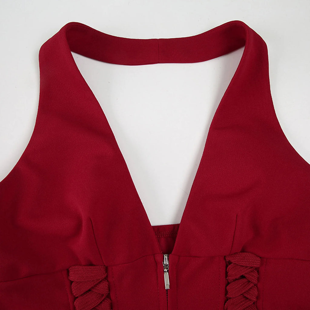 Jennie Same Style Halterneck Deep V-Neck Strap Corset Vest Sexy Hot Girl Slimming Versatile Crop Top