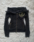 Women Y2K Gothic Punk Streetwear Vintage Washed Denim Coat Multi Zip Stand Collar Slim Waist Cropped Long Sleeve Casual Jacket