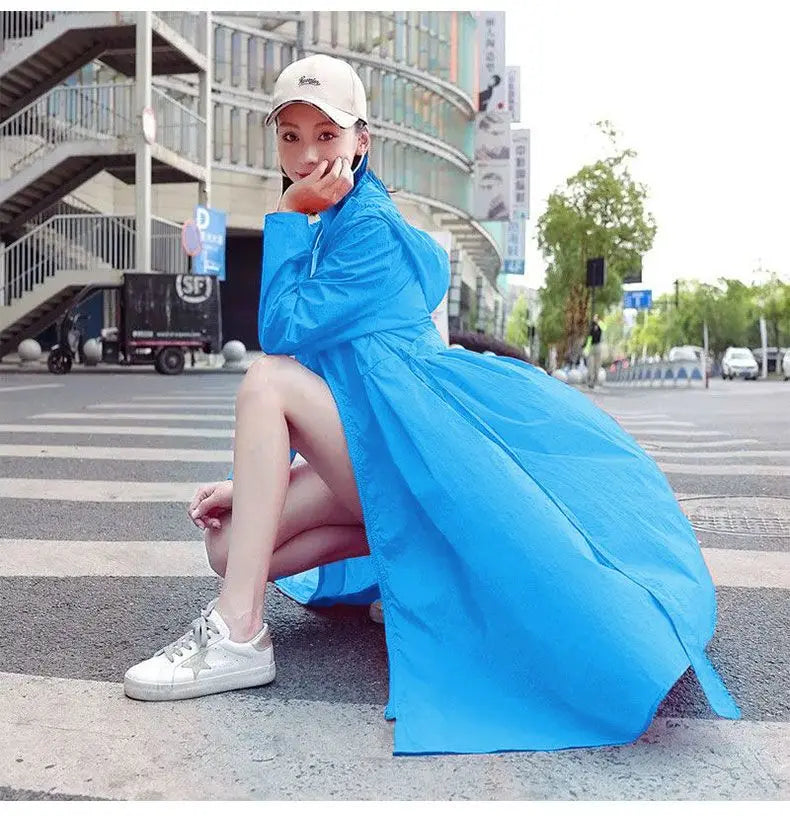 Women Clothing 2024 Women's Ultra-thin Windbreaker Mid-length Summer Sun Protection Clothes Coat Trend Korean Anti-UV Sun Cloak