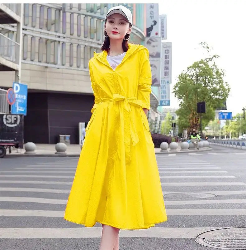 Women Clothing 2024 Women's Ultra-thin Windbreaker Mid-length Summer Sun Protection Clothes Coat Trend Korean Anti-UV Sun Cloak