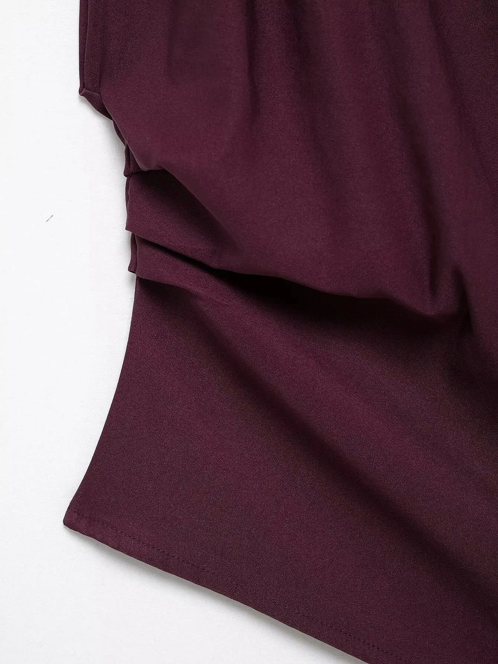 HH Women Fashion Y2K Wine Red Tank Tops Asymmetry Pleated Sleeveless Elegant Vest Summer Back Zipper Chic Slim Streetwear Top