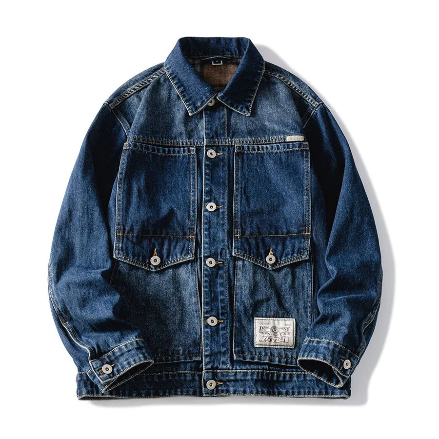 Plus Size Denim Jacket Men Vintage Fashion Streetwear Loose Casual Oversize Denim Cargo Jacket 7XL 6XL Jeans Coat Outerwear