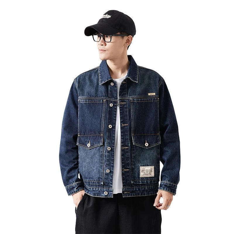 Plus Size Denim Jacket Men Vintage Fashion Streetwear Loose Casual Oversize Denim Cargo Jacket 7XL 6XL Jeans Coat Outerwear