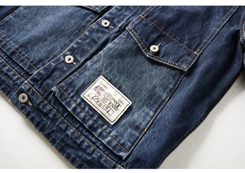 Plus Size Denim Jacket Men Vintage Fashion Streetwear Loose Casual Oversize Denim Cargo Jacket 7XL 6XL Jeans Coat Outerwear