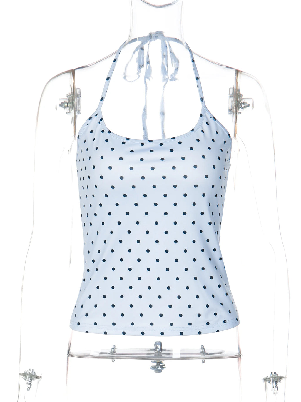 Dulzura Backless Lace Up Polka Dot Slim Camisole Women'S Fashion Sexy Causal Y2K Top Party Vacation Street Style Summer Clothes