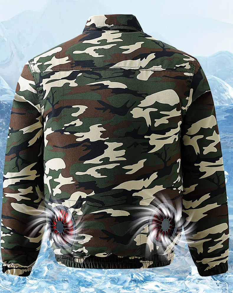 Summer Anti-Heat Cooling Camouflage Air Conditioning Workwear Thin Model Construction Site Electric Welding Wearable Fan Inst...