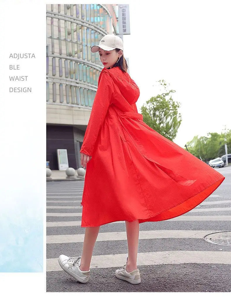 Women Clothing 2024 Women's Ultra-thin Windbreaker Mid-length Summer Sun Protection Clothes Coat Trend Korean Anti-UV Sun Cloak