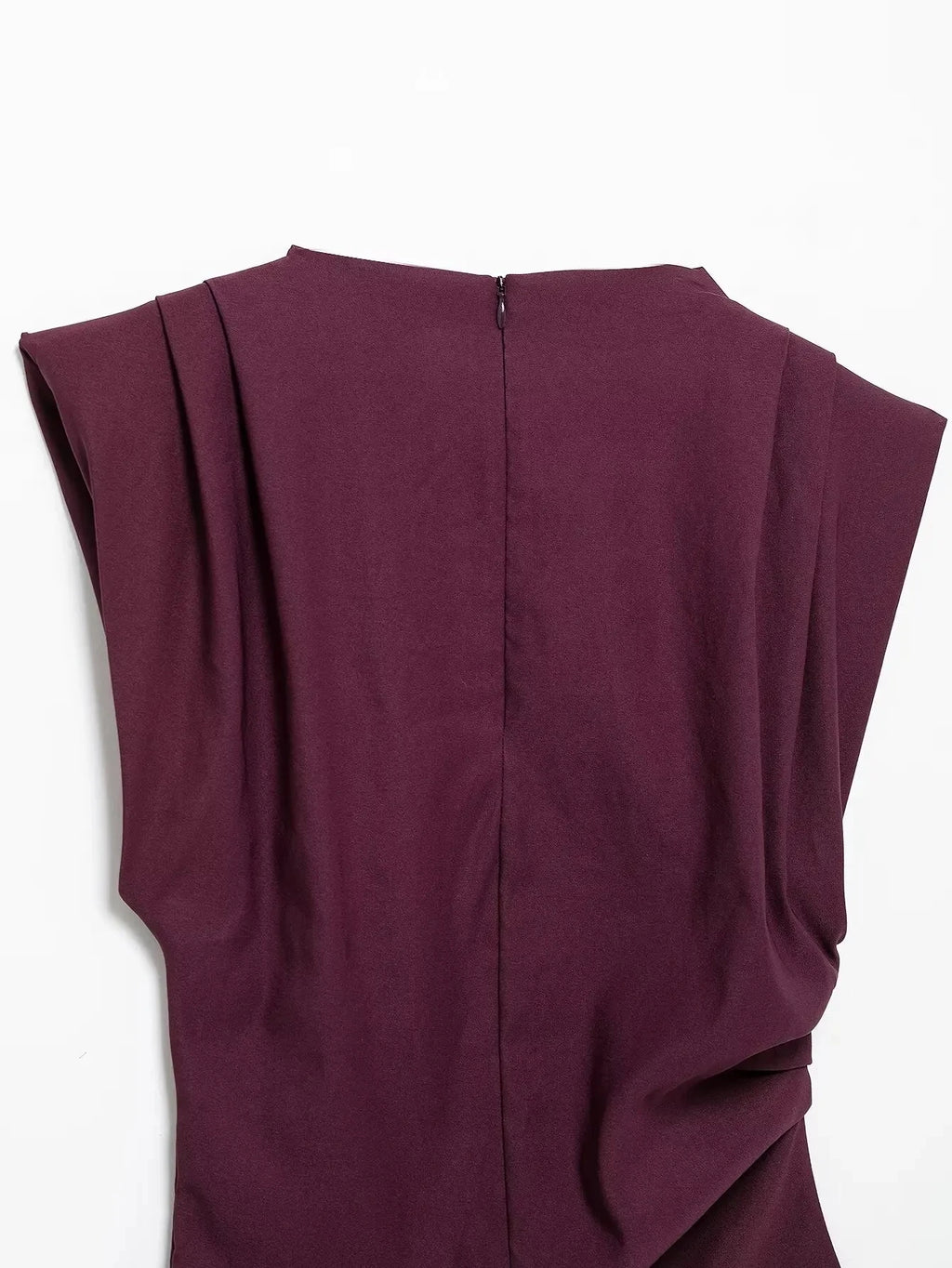HH Women Fashion Y2K Wine Red Tank Tops Asymmetry Pleated Sleeveless Elegant Vest Summer Back Zipper Chic Slim Streetwear Top