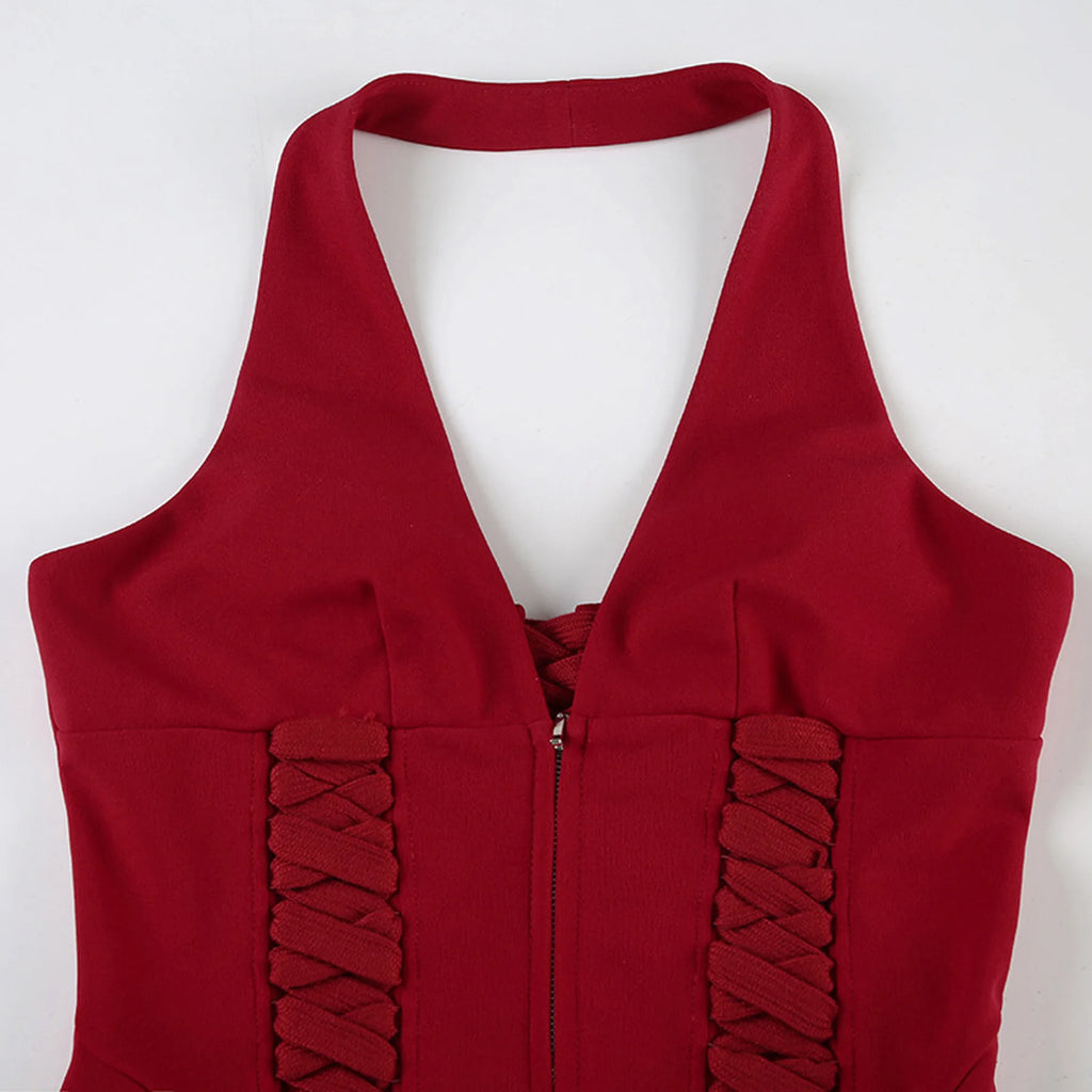 Jennie Same Style Halterneck Deep V-Neck Strap Corset Vest Sexy Hot Girl Slimming Versatile Crop Top