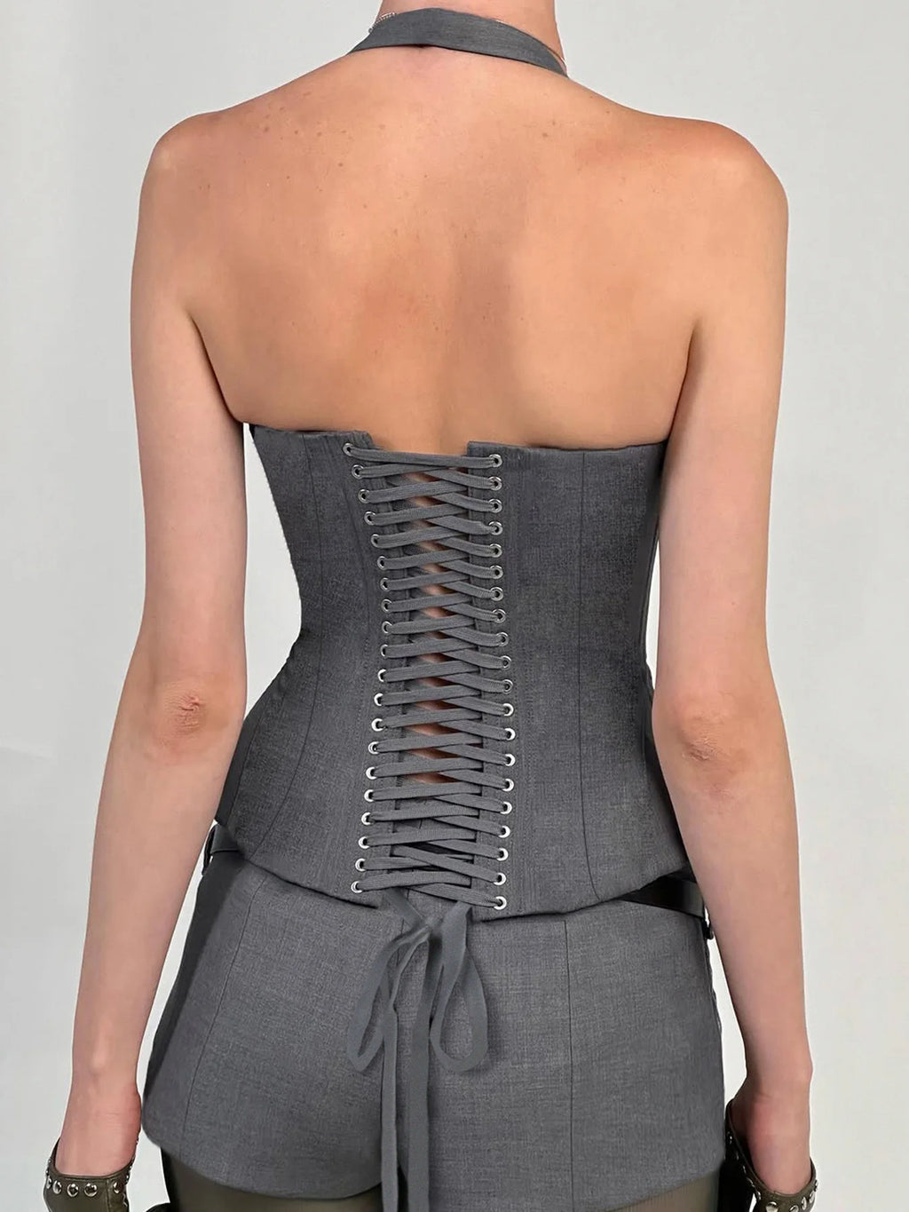 Jennie Same Style Halterneck Deep V-Neck Strap Corset Vest Sexy Hot Girl Slimming Versatile Crop Top