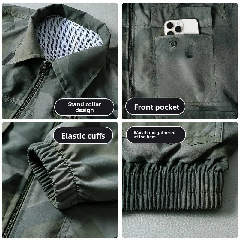 Summer Anti-Heat Cooling Camouflage Air Conditioning Workwear Thin Model Construction Site Electric Welding Wearable Fan Inst...