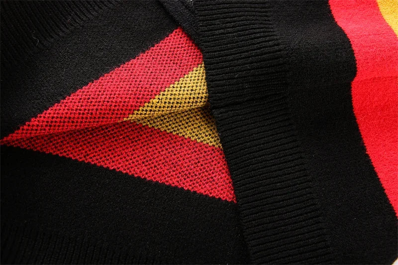 Autumn Winter New Letter Patchwork Color Streetwear Long Sleeve Round Neck Female Jacket Casual Zipper Women Knitted Coats