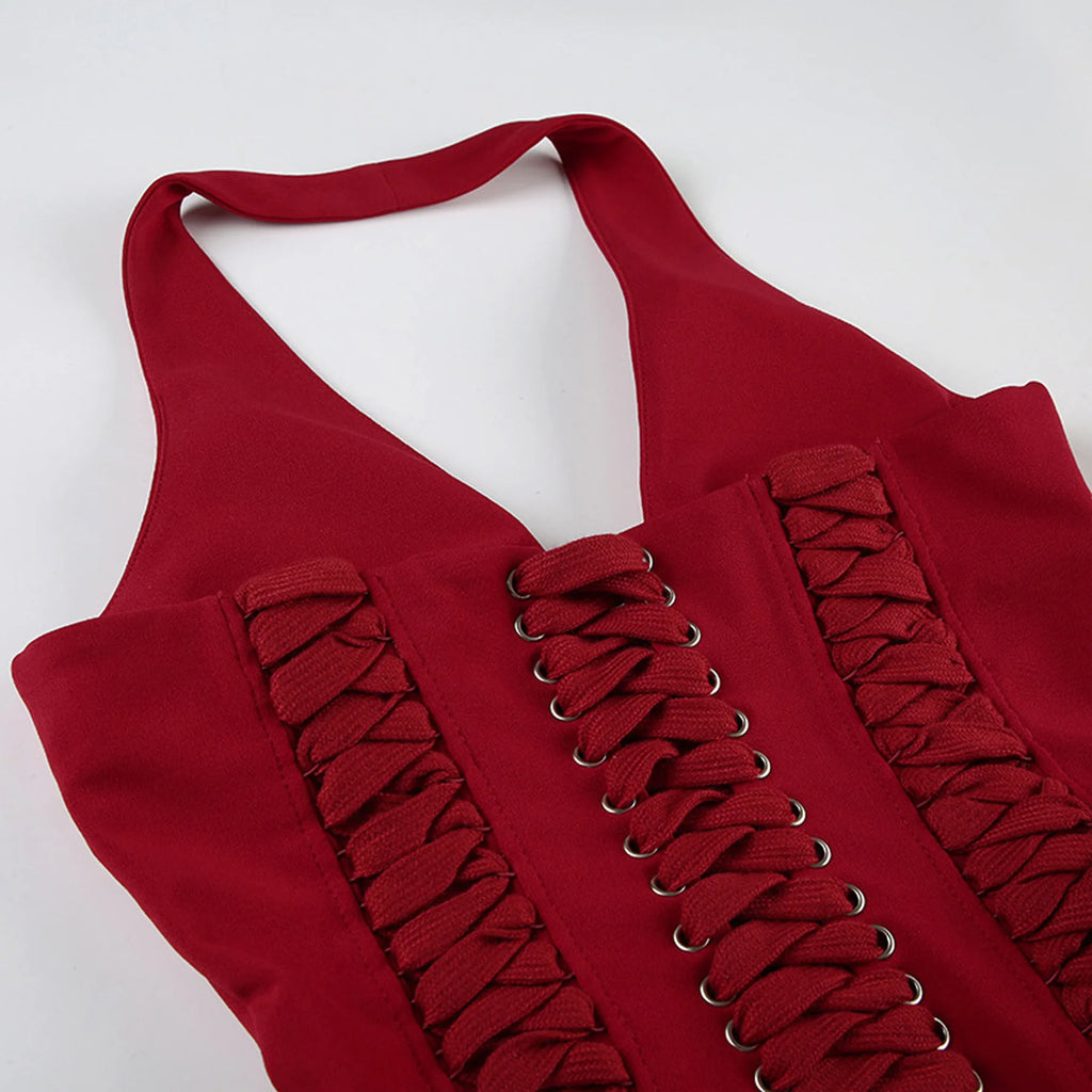 Jennie Same Style Halterneck Deep V-Neck Strap Corset Vest Sexy Hot Girl Slimming Versatile Crop Top