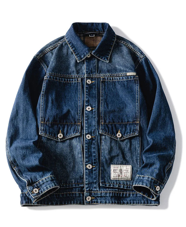 Plus Size Denim Jacket Men Vintage Fashion Streetwear Loose Casual Oversize Denim Cargo Jacket 7XL 6XL Jeans Coat Outerwear