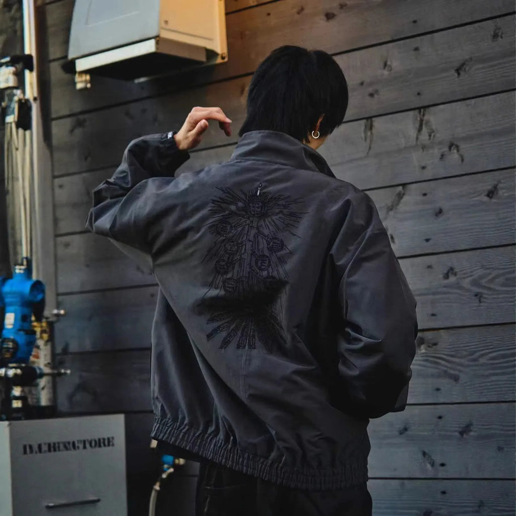 Cross Stitch Pattern Jacket Unisex Autumn Winter Street Style Hip Hop Trendy Brand American Style Windproof Zipper Hooded