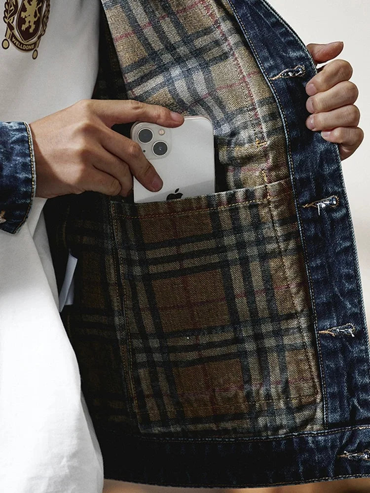 Plus Size Denim Jacket Men Vintage Fashion Streetwear Loose Casual Oversize Denim Cargo Jacket 7XL 6XL Jeans Coat Outerwear