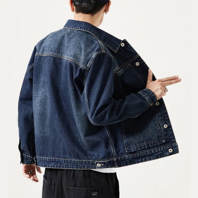 Plus Size Denim Jacket Men Vintage Fashion Streetwear Loose Casual Oversize Denim Cargo Jacket 7XL 6XL Jeans Coat Outerwear