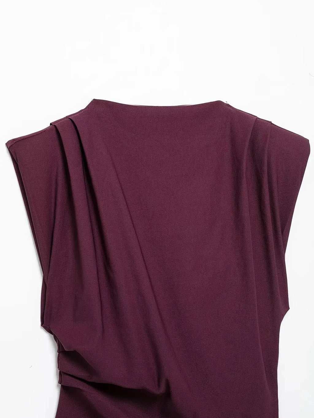 HH Women Fashion Y2K Wine Red Tank Tops Asymmetry Pleated Sleeveless Elegant Vest Summer Back Zipper Chic Slim Streetwear Top
