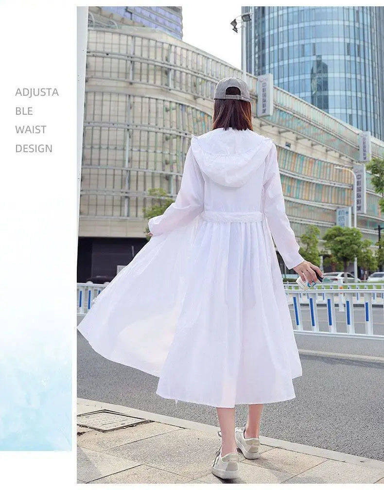 Women Clothing 2024 Women's Ultra-thin Windbreaker Mid-length Summer Sun Protection Clothes Coat Trend Korean Anti-UV Sun Cloak
