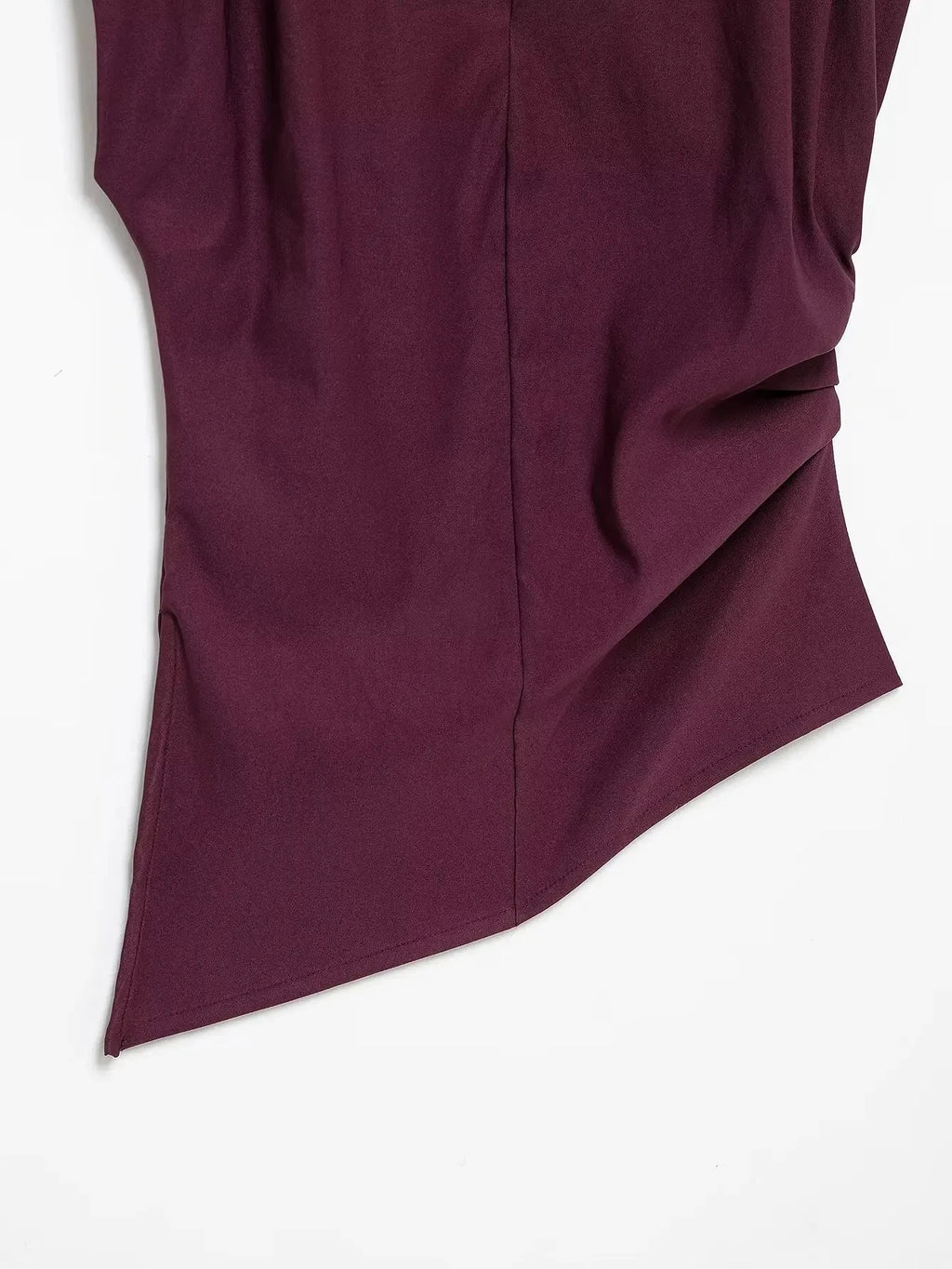 HH Women Fashion Y2K Wine Red Tank Tops Asymmetry Pleated Sleeveless Elegant Vest Summer Back Zipper Chic Slim Streetwear Top