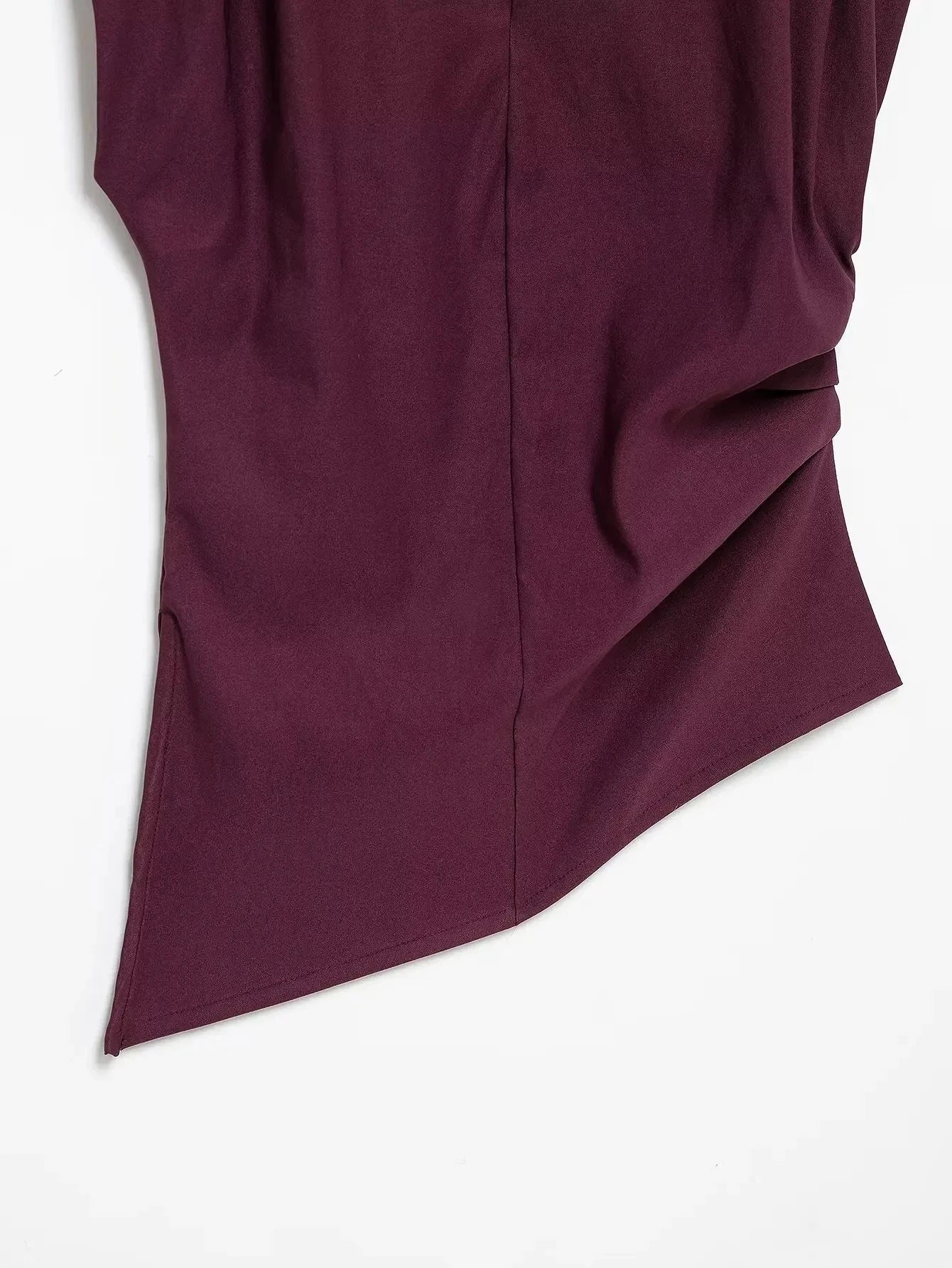 HH Women Fashion Y2K Wine Red Tank Tops Asymmetry Pleated Sleeveless Elegant Vest Summer Back Zipper Chic Slim Streetwear Top