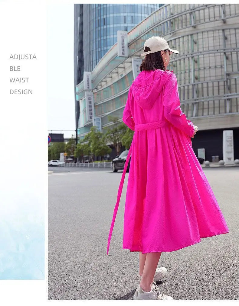 Women Clothing 2024 Women's Ultra-thin Windbreaker Mid-length Summer Sun Protection Clothes Coat Trend Korean Anti-UV Sun Cloak