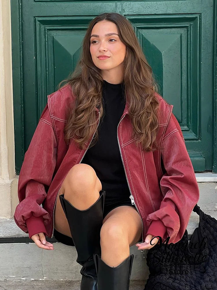 Solid Patchwork Cropped Coats Women Casual Lapel Long Sleeve Loose Zipper Pocket Short Jacket Fashion Autumn Lady Street Outwear