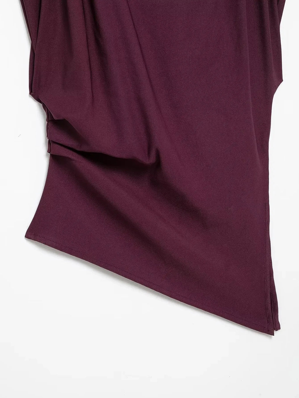 HH Women Fashion Y2K Wine Red Tank Tops Asymmetry Pleated Sleeveless Elegant Vest Summer Back Zipper Chic Slim Streetwear Top