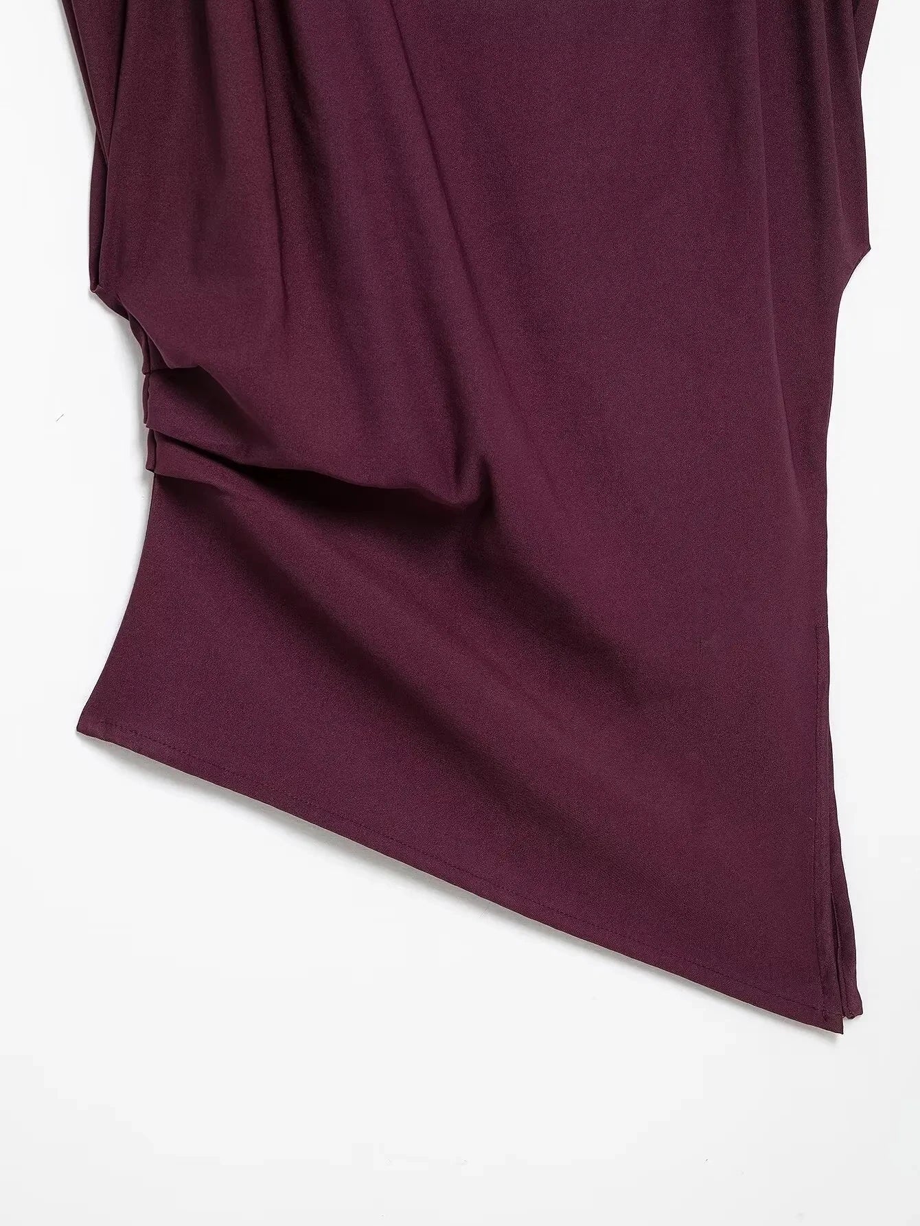 HH Women Fashion Y2K Wine Red Tank Tops Asymmetry Pleated Sleeveless Elegant Vest Summer Back Zipper Chic Slim Streetwear Top