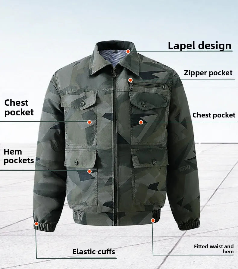 Summer Anti-Heat Cooling Camouflage Air Conditioning Workwear Thin Model Construction Site Electric Welding Wearable Fan Inst...
