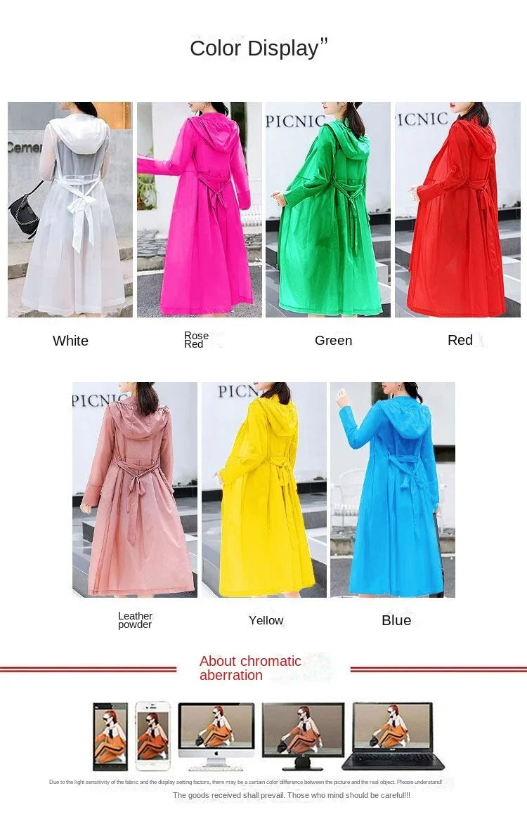 Women Clothing 2024 Women's Ultra-thin Windbreaker Mid-length Summer Sun Protection Clothes Coat Trend Korean Anti-UV Sun Cloak