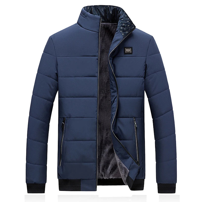 Puffer Jacket Mens Fleece Lined Thick Parkas Stand Collar Jacket Men's Coat Winter Warm Thick Coat Quilted Padded Jacket Outwear