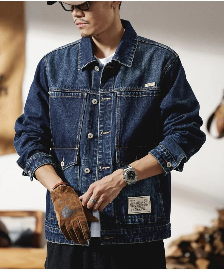 Plus Size Denim Jacket Men Vintage Fashion Streetwear Loose Casual Oversize Denim Cargo Jacket 7XL 6XL Jeans Coat Outerwear