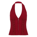 Jennie Same Style Halterneck Deep V-Neck Strap Corset Vest Sexy Hot Girl Slimming Versatile Crop Top