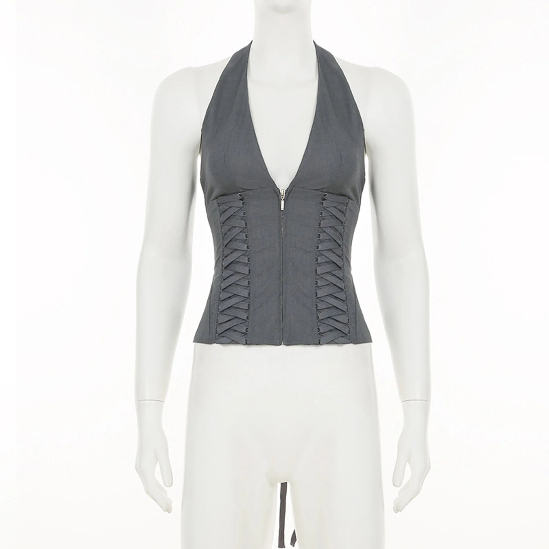Jennie Same Style Halterneck Deep V-Neck Strap Corset Vest Sexy Hot Girl Slimming Versatile Crop Top