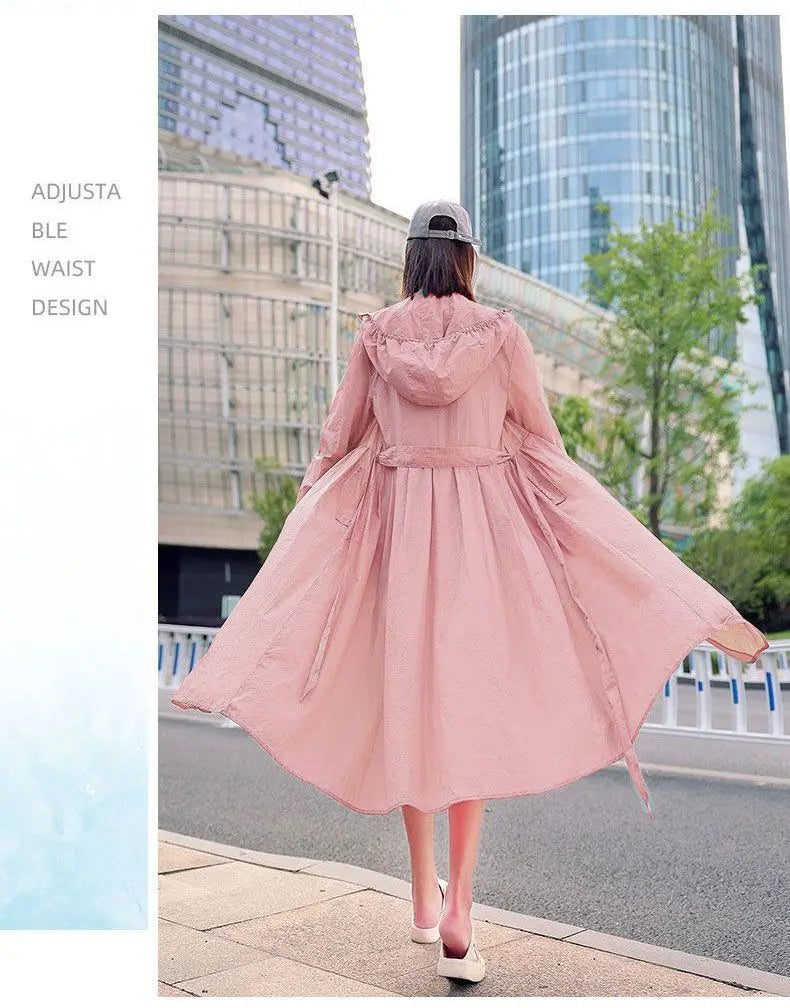 Women Clothing 2024 Women's Ultra-thin Windbreaker Mid-length Summer Sun Protection Clothes Coat Trend Korean Anti-UV Sun Cloak