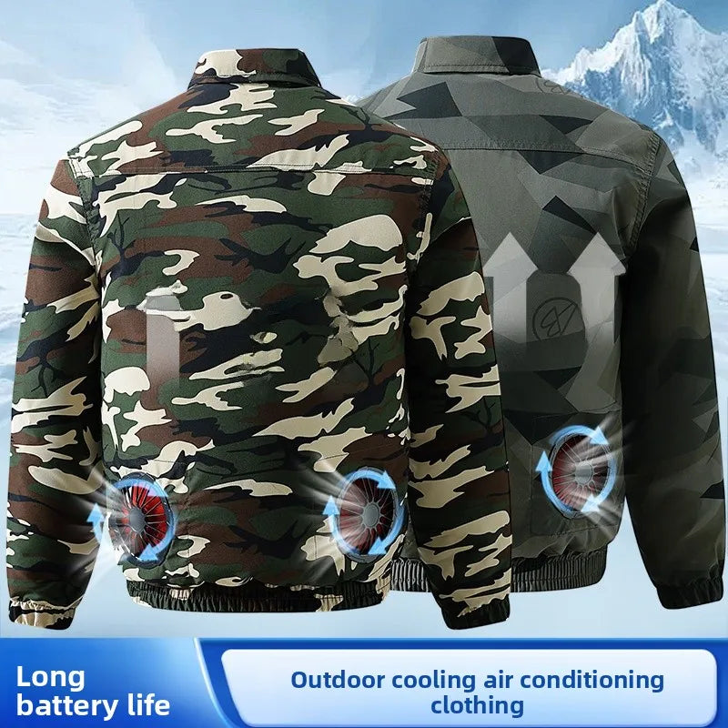 Summer Anti-Heat Cooling Camouflage Air Conditioning Workwear Thin Model Construction Site Electric Welding Wearable Fan Inst...