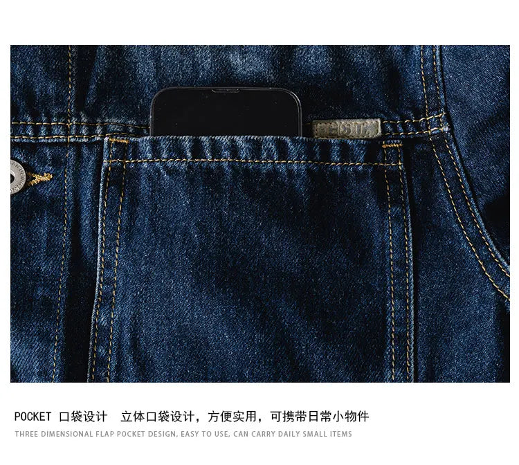 Plus Size Denim Jacket Men Vintage Fashion Streetwear Loose Casual Oversize Denim Cargo Jacket 7XL 6XL Jeans Coat Outerwear