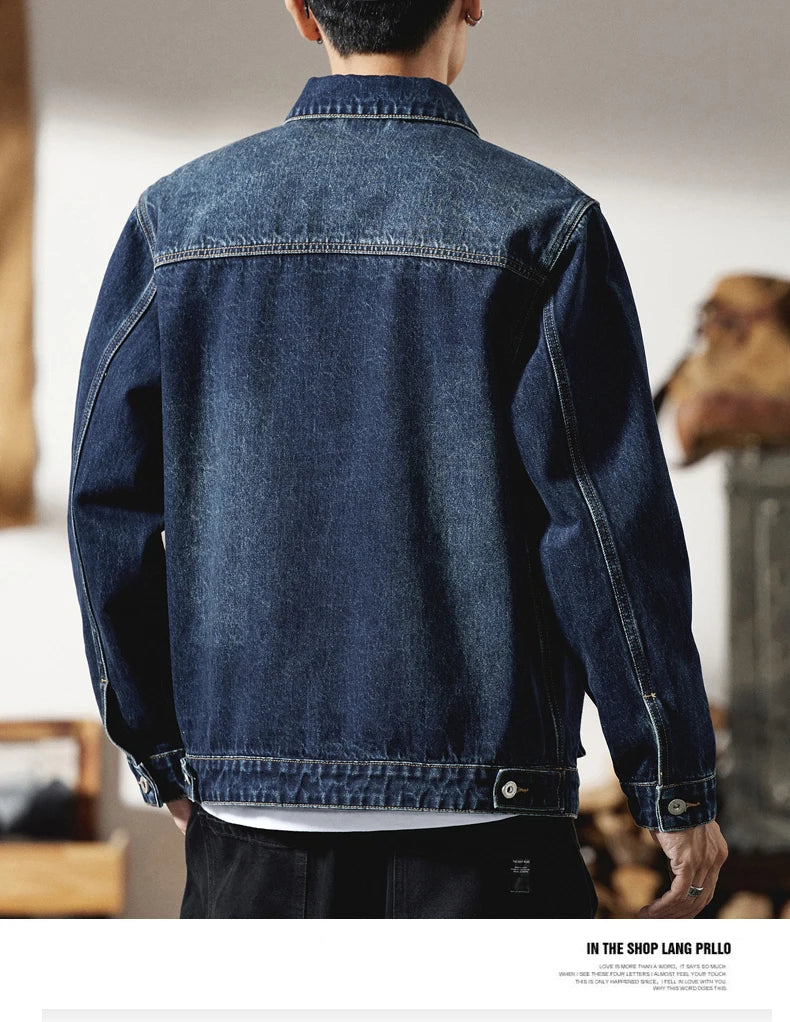 Plus Size Denim Jacket Men Vintage Fashion Streetwear Loose Casual Oversize Denim Cargo Jacket 7XL 6XL Jeans Coat Outerwear