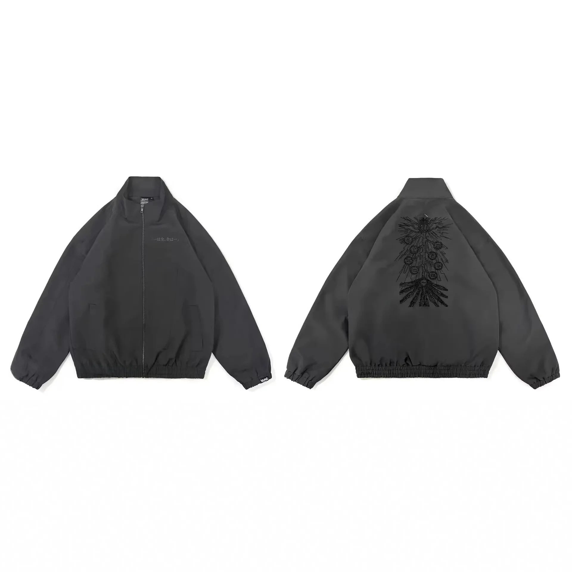 Cross Stitch Pattern Jacket Unisex Autumn Winter Street Style Hip Hop Trendy Brand American Style Windproof Zipper Hooded